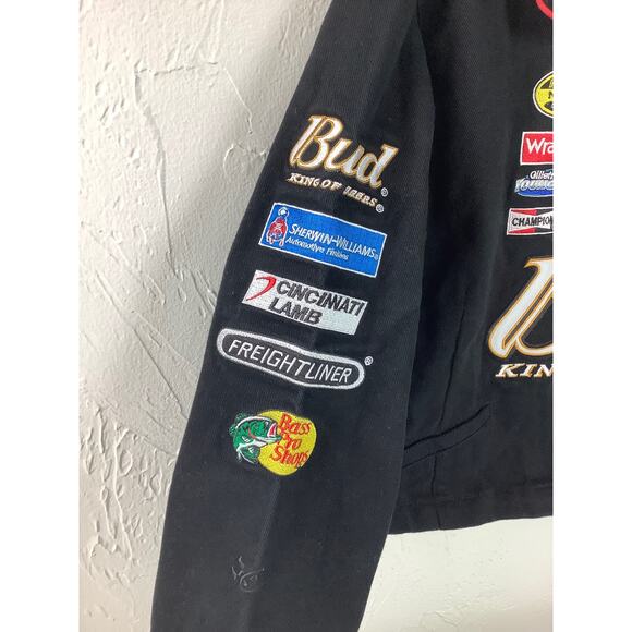 Chase Authentics Fully Patched Zippered Cropped Black denim jacket SZ 2XL - Picture 3 of 12